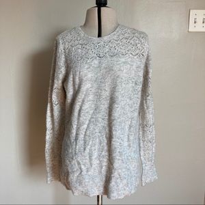 LOFT Grey Laced Sweater